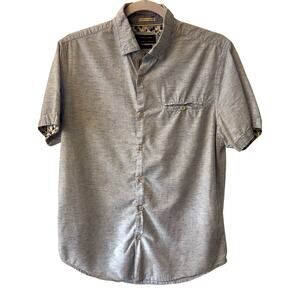 CLEARANCE Denim & Flower Ricky Singh  Blue Shirt Mens Med Button Up Dark Flowers